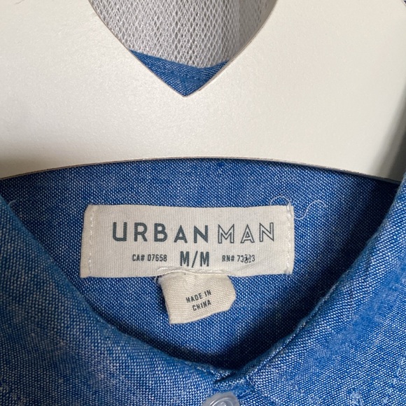 Urbanman linen/rayon casual, chambray, summer, beach, button down shirt! Size M - Picture 5 of 13